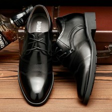 Men PU Leather-Height Increase Elevator Shoes-Formal Lace Up Oxfords 6CM Taller