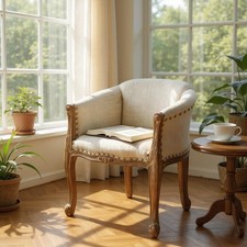 Cream Linen Tub Chair Accent