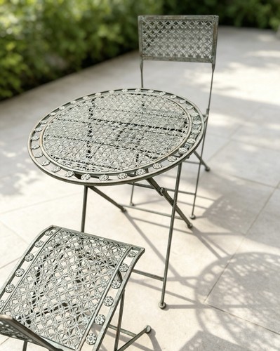 Verdigris metal bistro set - metal, —