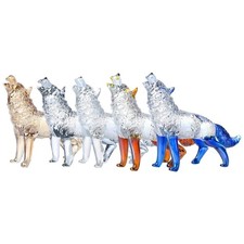 Decorative Crystals Glass Wolf Figurine Howlings Wolf for Shelf or Desk Ornament