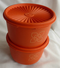 2x Vintage Tupperware Small Sunburst Container -Orange