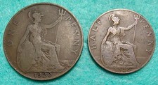 1920 One Penny & Half Penny set. See photos for condition.