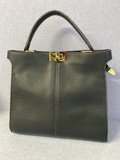 Fendi Peekaboo  Bag Handbag Black Leather  Gold Vintage 28cm x 26cms T3945