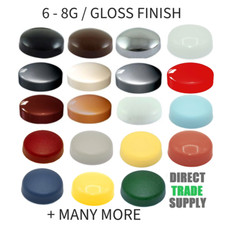 Decorative Plastic Two Piece Gloss Screw Cap Covers 6-8 Gauge Screws - 13.1mm