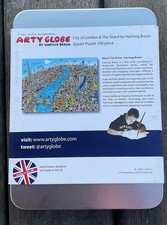 Arty Globe London Skyline Hartwig Braun 100 Piece Jigsaw Tin Box - used