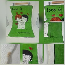 Vintage Love Is Togetherness Linen Tea Towel 1970s Good Condition Retro Kitchen