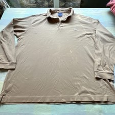 Faconnable beige Brown Long Sleeve Polo Shirt Mens Logo Cotton