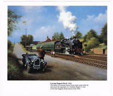 Leaving Daggons Road Railway Train Austin Seven Picture Don Breckon 8.5 x 6.25