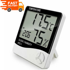 Digital LCD Thermometer Hygrometer Humidity Meter Room Indoor Temperature Clock