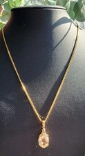 9ct Gold Diamond Pendant Necklace - 47 cm long Danburite Gem