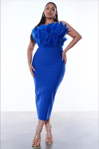 Size blue bodycon midi - size,