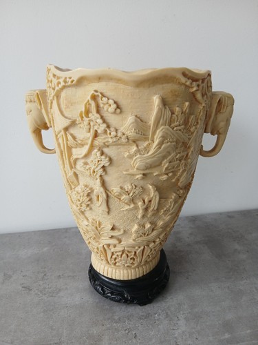 Vintage carved resin elephant - vintage,