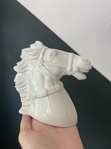 Ceramic white glazed horse - ceramic,