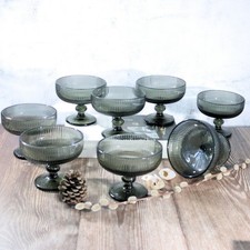 Grey Glass Ribbed Dessert