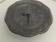Pewter clock wall hanging ornament roman numerals good condition for age