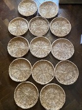 13 X Vintage Retro Rattan Wicker Woven Braided Edge Round Place Mats  Baskets