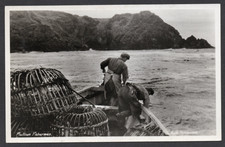 Postcard Mullion nr Lizard Cornwall fishing industry Fishermen lobster pots RP