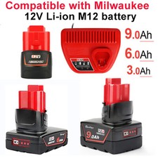 For Milwaukee M12 12V 3A 6A 9A Li-ion XC Battery 48-11-2420 2402 M12B6 Charger