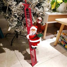 Electric Climbing Ladder Santa Claus Music Doll Christmas Tree Ornament Decor