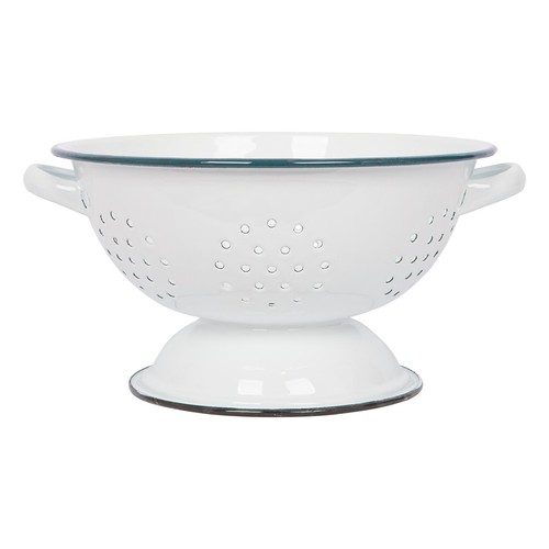 White enamel colander - colander, 23.5cm