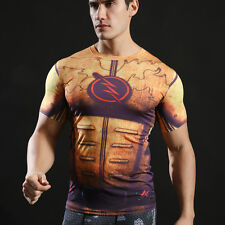 Mens t shirt compression top gym superhero avengers movie theme muscle superman