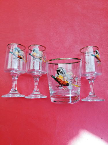 Four vintage flying pheasant - flying,