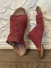 NEW! CYDWOQ Arcana Rust Red Arcana Mules Leather Mules Woven Sandal US 6