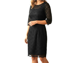 MILLY OF NEW YORK Original Black Lace 3/4 Sleeves Dress - Size 6