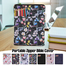 Bible Cover Printed Book Bag Pen Pouch Handbag Carrying Case Outdoor Floral Zip