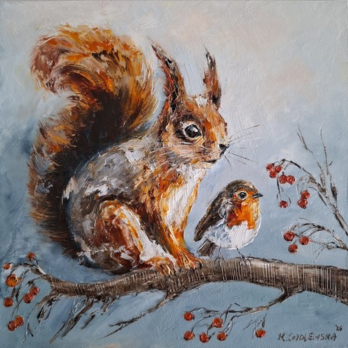 Squirrel robin portrait - squirrel,
