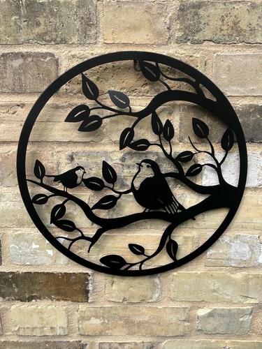 40cm wall art black robins - black,