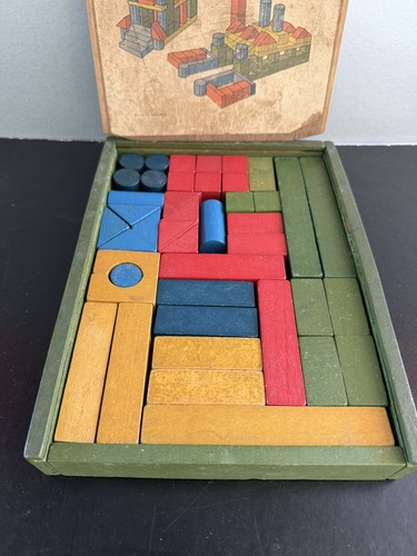 Vintage wooden toy building - wooden,