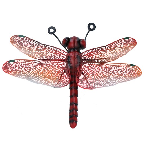 Small metal red dragonfly - red,