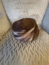1940s-50s Vintage Brown Feather High Crown Hat Immaculate Condition