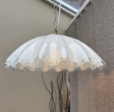 Vintage Wavey Glass Ceiling Light Shade Round 45cm Nailsea Glass Style Retro