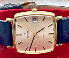 Vintage Omega 9ct Gold Geneve, Automatic, "Cushion", w/ Date + OG Box ~ 1974