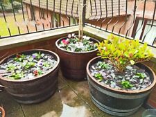 WATERTIGHT OAK HALF WINE BARREL ICE BUCKET FISH POND LILLY WATER FEATURE TUB