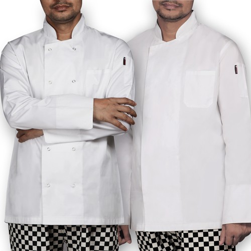 White long sleeve chef jacket - white,