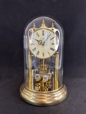 Vintage 400 Day Anniversary Mantel Desk Table Clock Glass Dome & Brass Germany