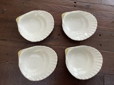 4 X WHITE WEDGWOOD INSIGNIA METALLISED BONE CHINE SCALLOP/CLAM/OYSTER BOWLS VGC