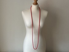 Long Red Beads Single Strand Necklace
