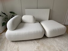 White Boucle Modular 1 seater + Love Seat 2 seater Corner Sectional Island Sofa 