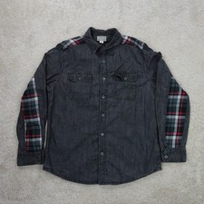 Converse All Star Shirt Mens Extra Large Grunge Black Denim Plaid Flannel Sleeve