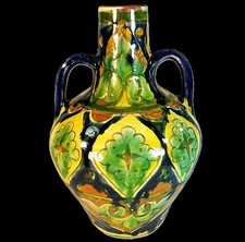 RARE & UNUSUAL DELLA ROBBIA TWIN HANDLED VASE by HANNAH JONES