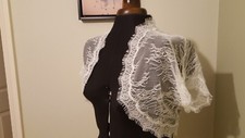 Wedding Bridal Ivory Finest French Lace Jacket Bolero UK 14 M/L