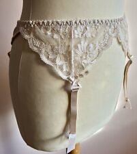 Vtg M&S ? Buttermilk Lace and Silky Nylon Suspender Belt Waist Cincher S M