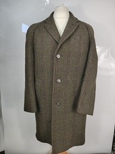 Crombie Men's Vintage Tweed Country Check Overcoat Size 42R UK Made In England