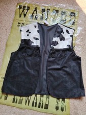Black Cowprint Cowgirl Boy Waistcoat Small Fancy Dress Western Wild West 10-12 S
