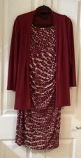 Ladies Size 14 Coast Dress plus Nina Leonard Shrug Medium Burgundy  New