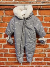 BABY BOYS JOHN LEWIS AGE 3-6 MONTHS GREY ZEBRA PADDED PRAM SUIT COAT WINTER 68CM